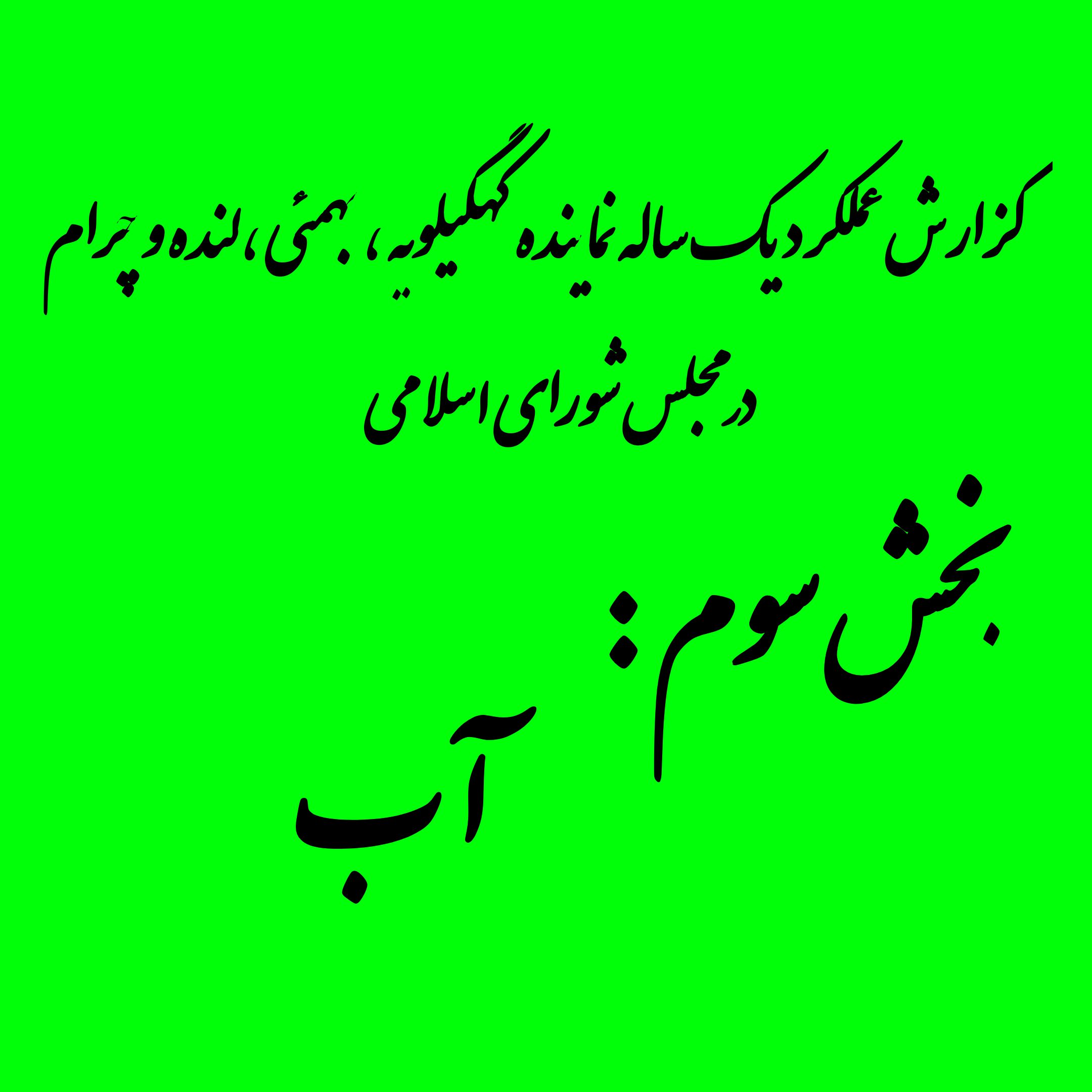 گزارش علمکرد یکساله نماینده مردم شهرستان‌های کهگیلویه،بهمئی،چرام و لنده در مجلس شورای اسلامی در حوزه آب