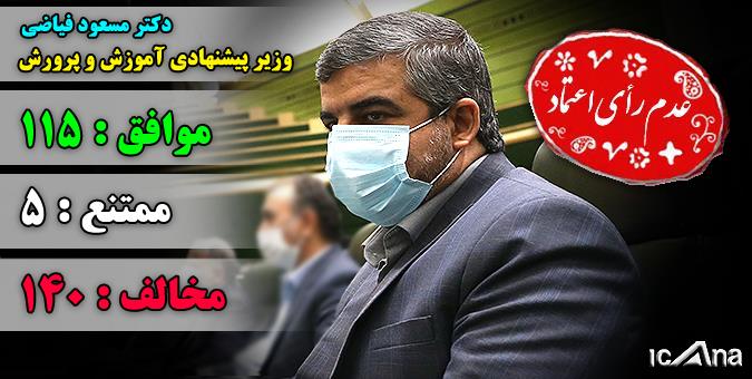 مجلس به فیاضی برای تصدی وزارت آموزش و پرورش اعتماد نکرد