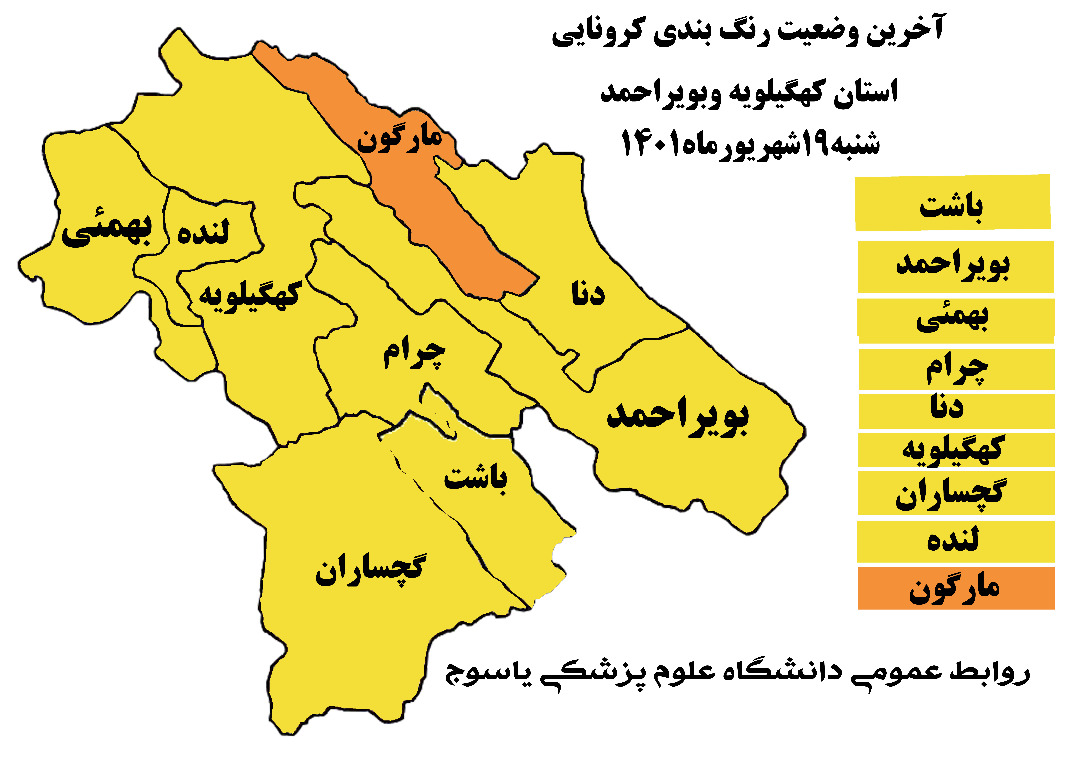 اعلام رنگ بندی جدید کرونایی توسط رئیس دانشگاه علوم پزشکی کهگیلویه وبویراحمد